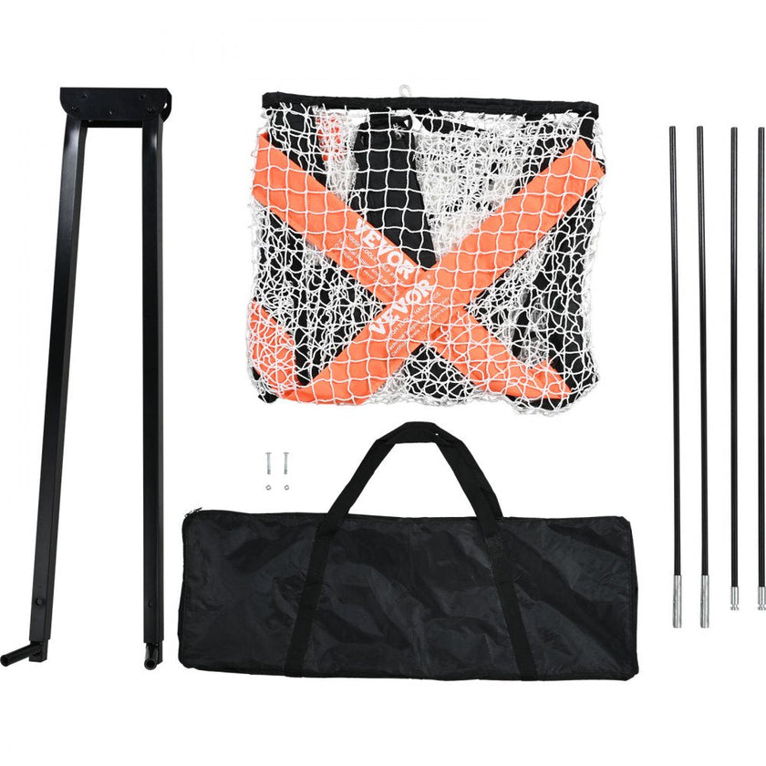 VEVOR Lacrosse Goal, 6' x 6' Lacrosse Net, Portable Lacrosse Goal with Carry Bag, Fiberglass Rod Backyard Lacrosse Training Equipment, Easy Setup Collegiate Goal, Perfect for Youth Adult Training
