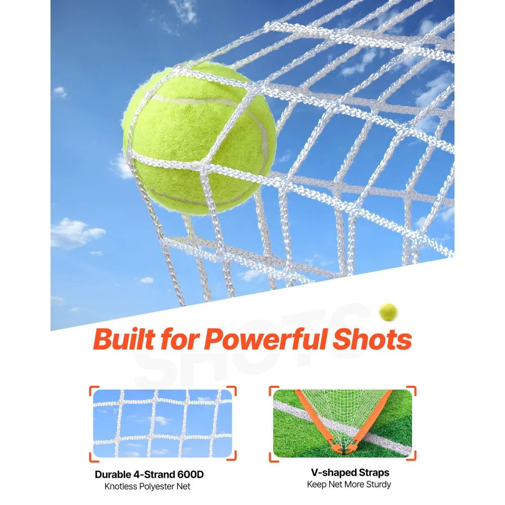 VEVOR Lacrosse Goal, 4' x 4' Small Kids Lacrosse Net, Folding Portable Lacrosse Goal with Carry Bag, Iron Frame Backyard Training Equipment, Quick & Easy Setup, Perfect for Youth Training, Orange