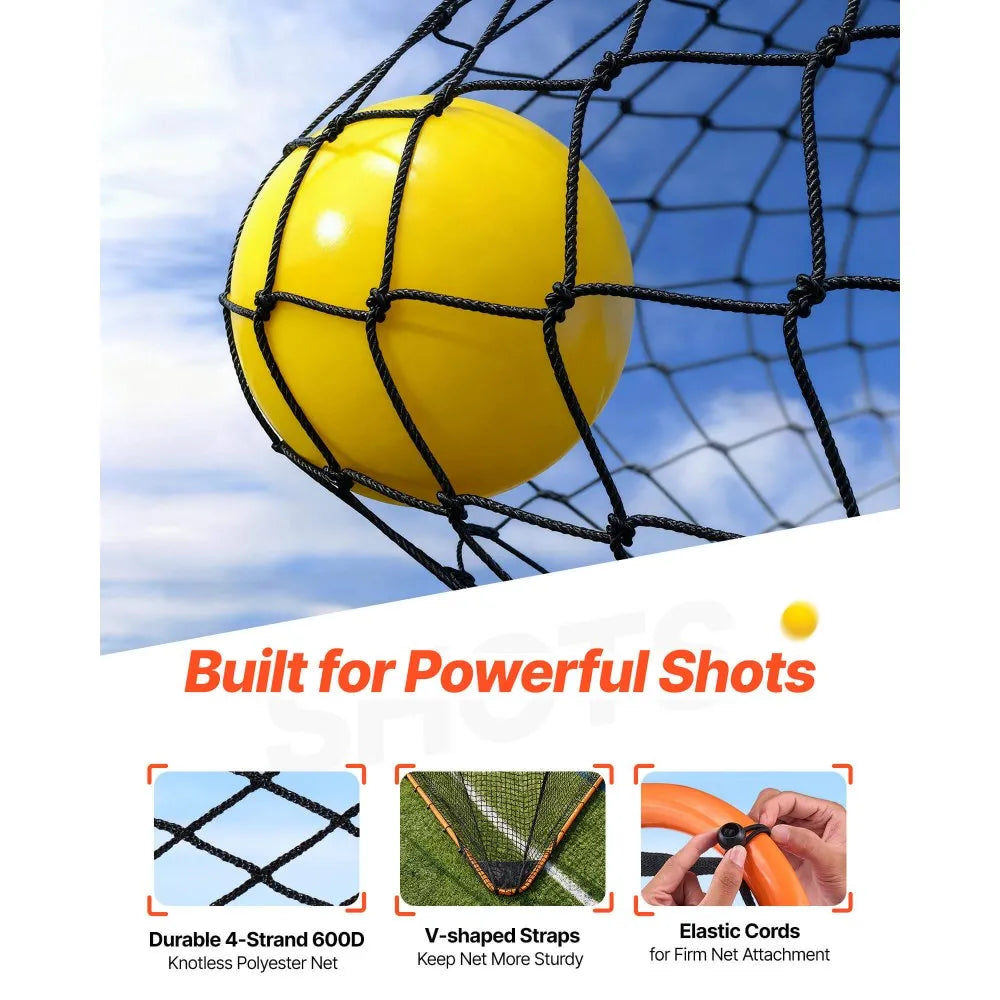 VEVOR Lacrosse Goal, 6' x 6' Lacrosse Net, Folding Portable Backyard Lacrosse Training Equipment, Steel Frame Training Net, Quick & Easy Setup Lacrosse Goal, Perfect for Youth Adult Training, Orange