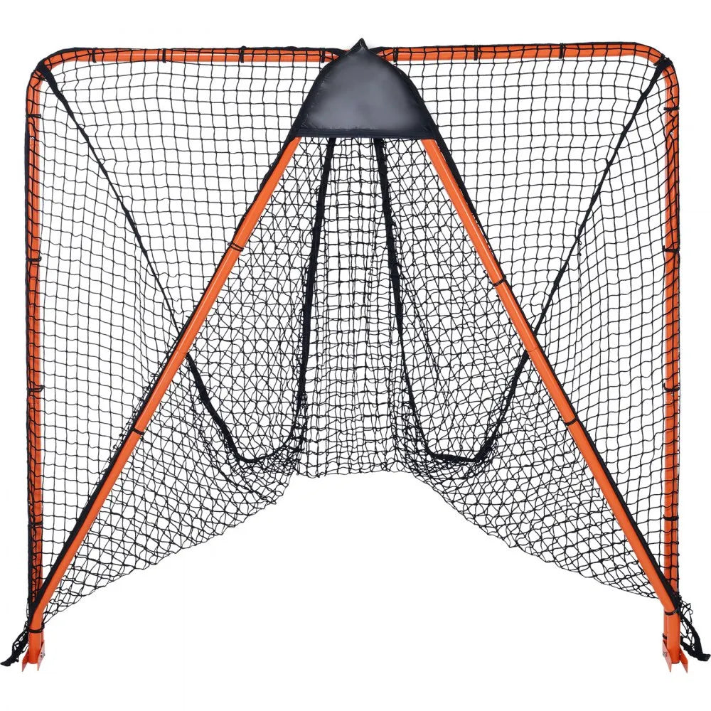 VEVOR Lacrosse Goal, 6' x 6' Lacrosse Net, Folding Portable Backyard Lacrosse Training Equipment, Steel Frame Training Net, Quick & Easy Setup Lacrosse Goal, Perfect for Youth Adult Training, Orange
