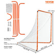 VEVOR Lacrosse Goal, 6' x 6' Lacrosse Net, Steel Frame Backyard Lacrosse Training Equipment, Portable Lacrosse Goal with Carry Bag, Quick & Easy Setup, Perfect for Youth Adult Training, Orange