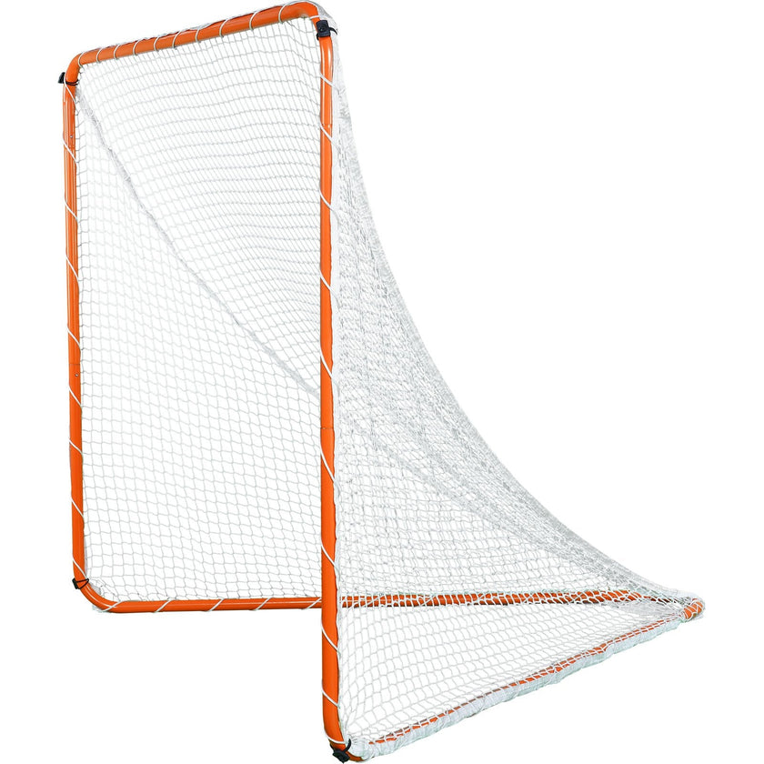 VEVOR Lacrosse Goal, 6' x 6' Lacrosse Net, Steel Frame Backyard Lacrosse Training Equipment, Portable Lacrosse Goal with Carry Bag, Quick & Easy Setup, Perfect for Youth Adult Training, Orange