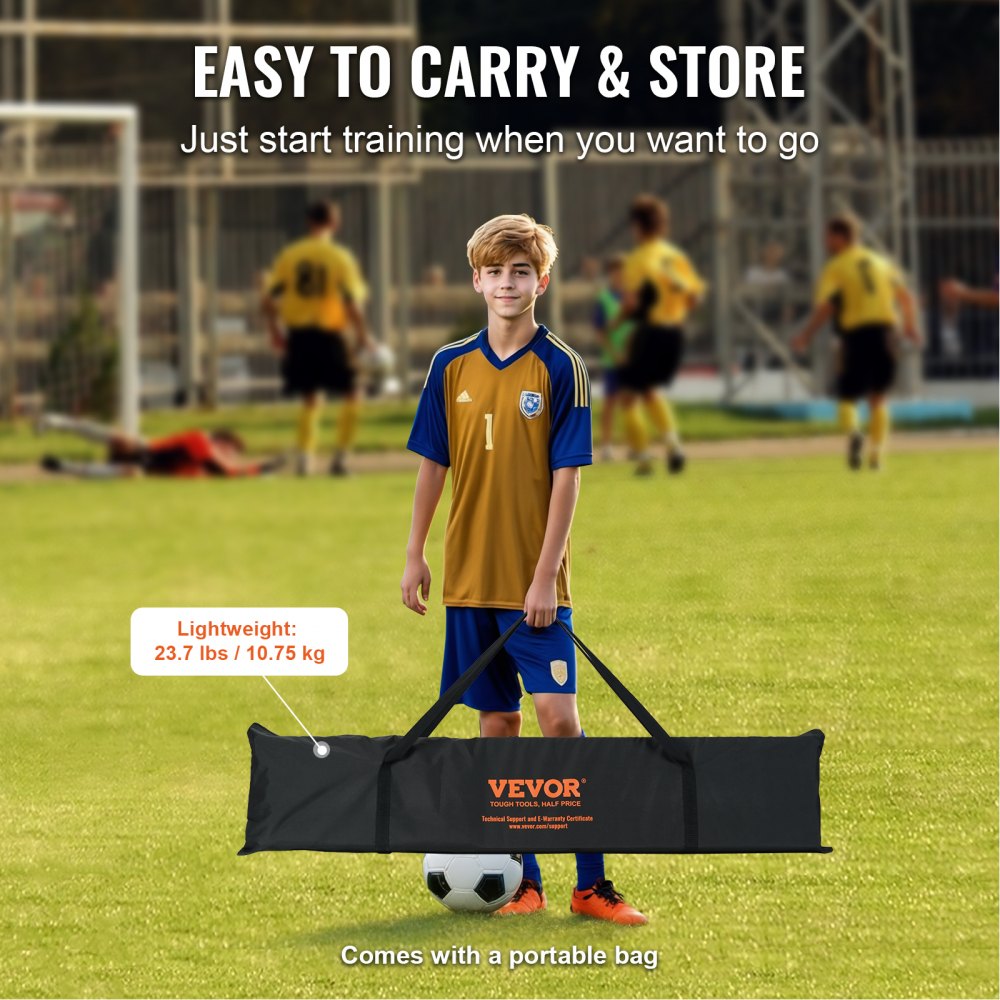 VEVOR Soccer Rebounder Net, 12x6FT Iron Soccer Training Equipment, Sports Football Training Gift with Portable Bag, Volleyball Rebounder Wall Perfect for Backyard Practicing, Solo Training, Passing