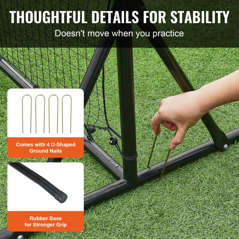 VEVOR Soccer Rebounder Net, 12x6FT Iron Soccer Training Equipment, Sports Football Training Gift with Portable Bag, Volleyball Rebounder Wall Perfect for Backyard Practicing, Solo Training, Passing