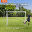 VEVOR Soccer Rebound Trainer, 8x6FT Iron Soccer Training Equipment, Sports Football Rebounder Wall with Double-Sided Rebounding Net & Goal, Perfect for Backyard Practicing, Solo Training, Passing