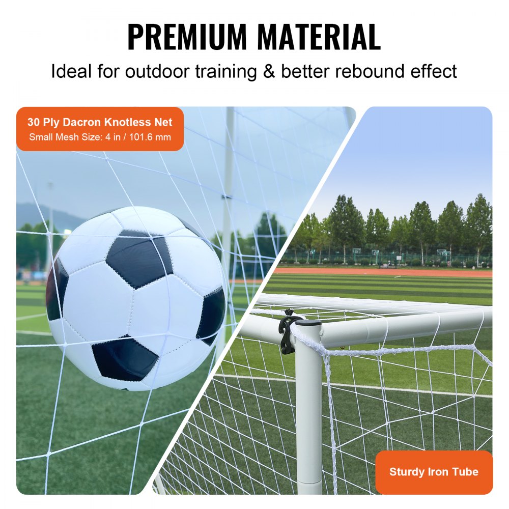 VEVOR Soccer Rebound Trainer, 8x6FT Iron Soccer Training Equipment, Sports Football Rebounder Wall with Double-Sided Rebounding Net & Goal, Perfect for Backyard Practicing, Solo Training, Passing
