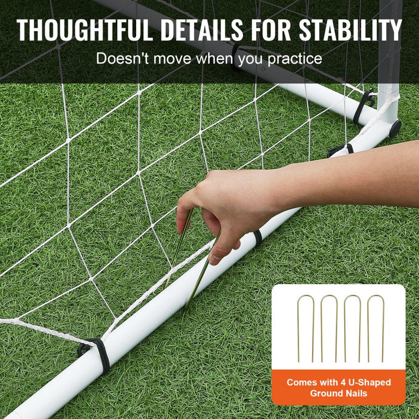 VEVOR Soccer Rebound Trainer, 8x6FT Iron Soccer Training Equipment, Sports Football Rebounder Wall with Double-Sided Rebounding Net & Goal, Perfect for Backyard Practicing, Solo Training, Passing