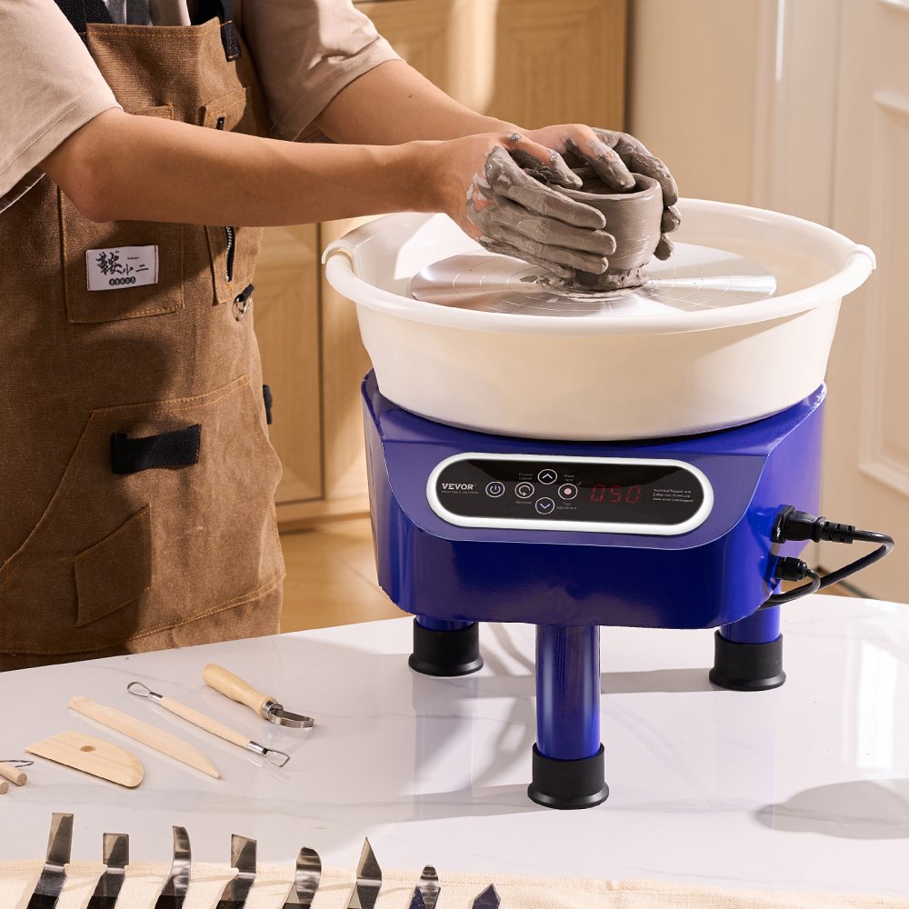 VEVOR Pottery Wheel, 10 inch Pottery Forming Machine, 350W Electric Wheel for Pottery with Foot Pedal and LCD Touch Screen, Direct Drive Ceramic Wheel with 3 Support Legs for DIY Art Craft, Blue