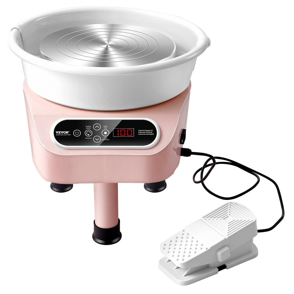VEVOR Pottery Wheel, 11 inch Pottery Forming Machine, 450W Electric Wheel for Pottery with Foot Pedal and LCD Touch Screen, Direct Drive Ceramic Wheel with 3 Support Legs for DIY Art Craft, Pink