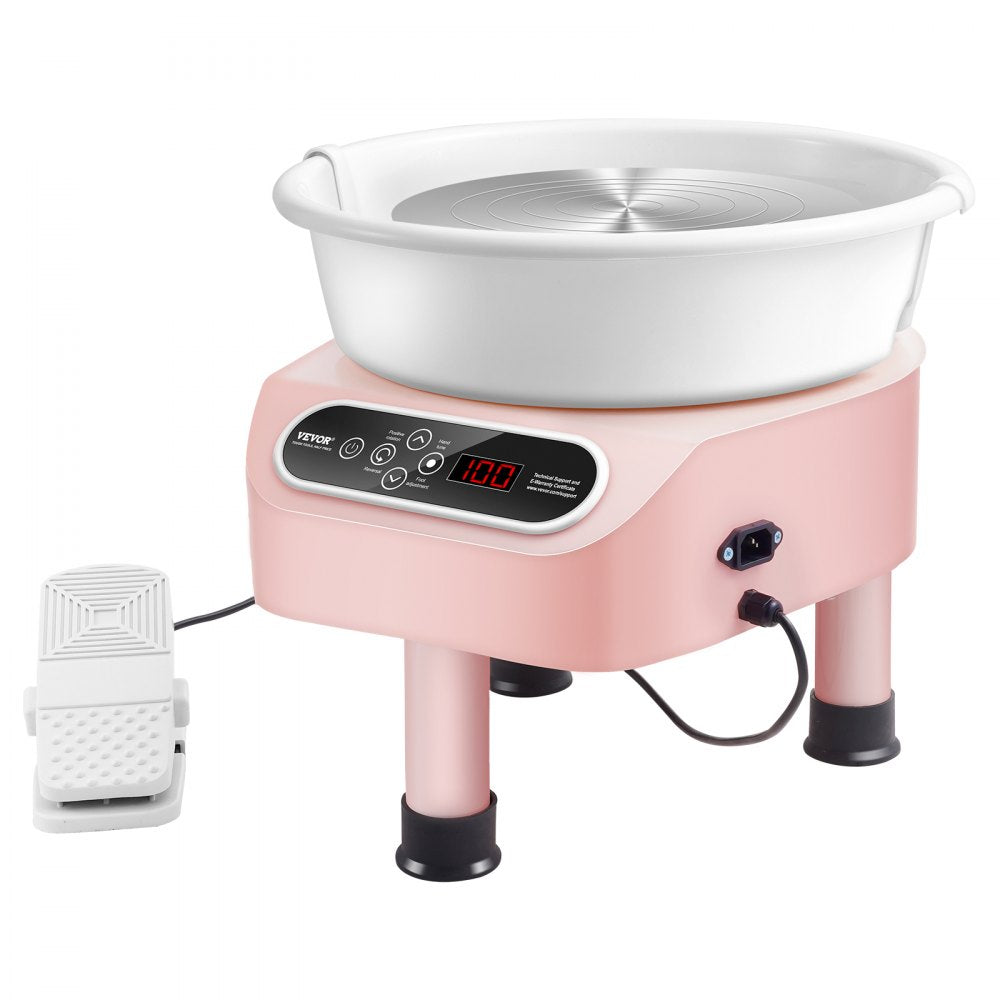 VEVOR Pottery Wheel, 11 inch Pottery Forming Machine, 450W Electric Wheel for Pottery with Foot Pedal and LCD Touch Screen, Direct Drive Ceramic Wheel with 3 Support Legs for DIY Art Craft, Pink