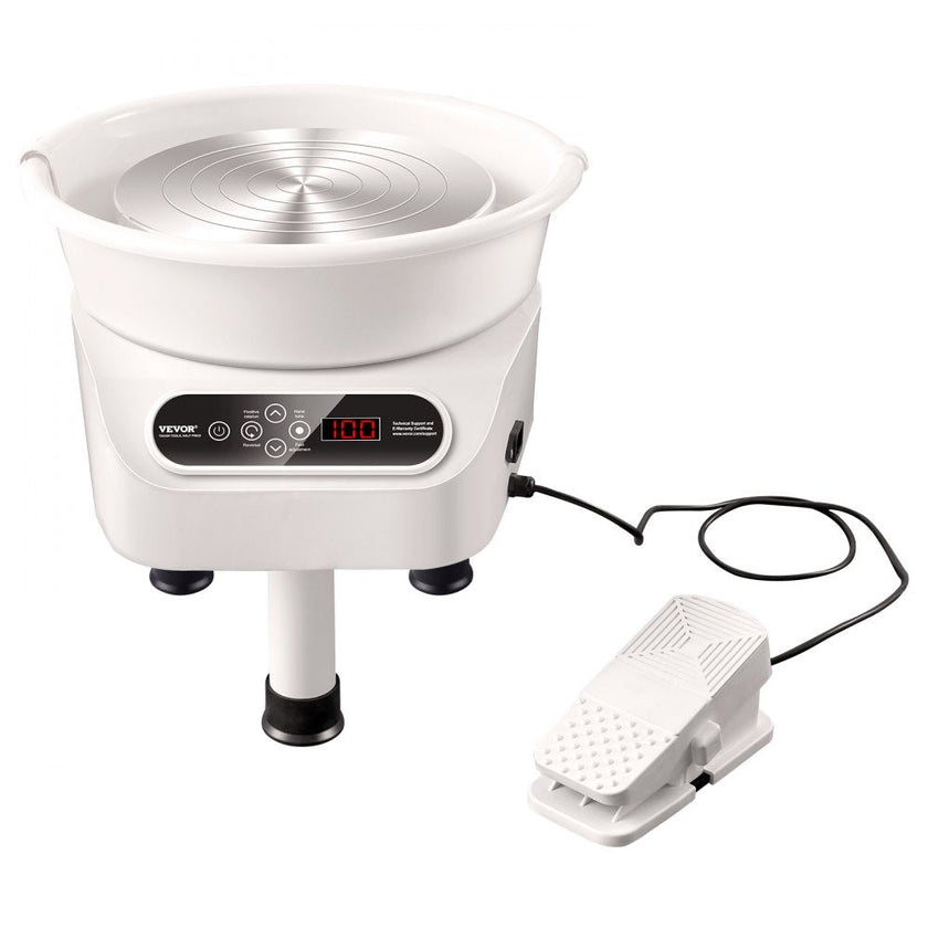 VEVOR Pottery Wheel, 11 inch Pottery Forming Machine, 450W Electric Wheel for Pottery with Foot Pedal and LCD Touch Screen, Direct Drive Ceramic Wheel with 3 Support Legs for DIY Art Craft, White