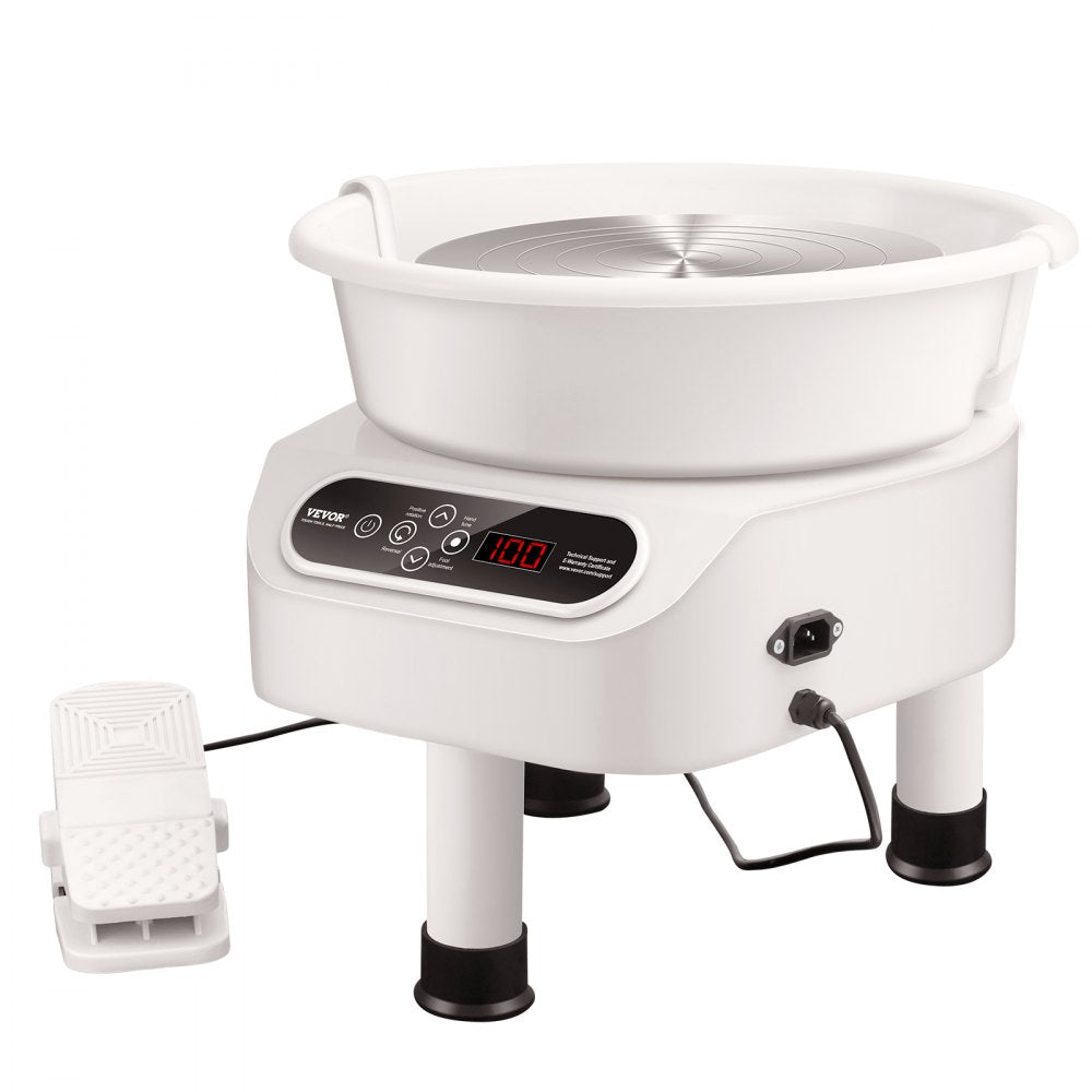VEVOR Pottery Wheel, 11 inch Pottery Forming Machine, 450W Electric Wheel for Pottery with Foot Pedal and LCD Touch Screen, Direct Drive Ceramic Wheel with 3 Support Legs for DIY Art Craft, White