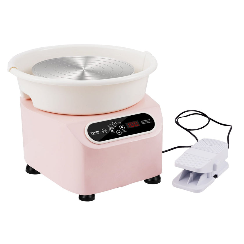 VEVOR Pottery Wheel, 10 inch Pottery Forming Machine, 350W Electric Wheel for Pottery with Foot Pedal and LCD Touch Screen, Direct Drive Ceramic Wheel with Shaping Tools for DIY Art Craft, Pink