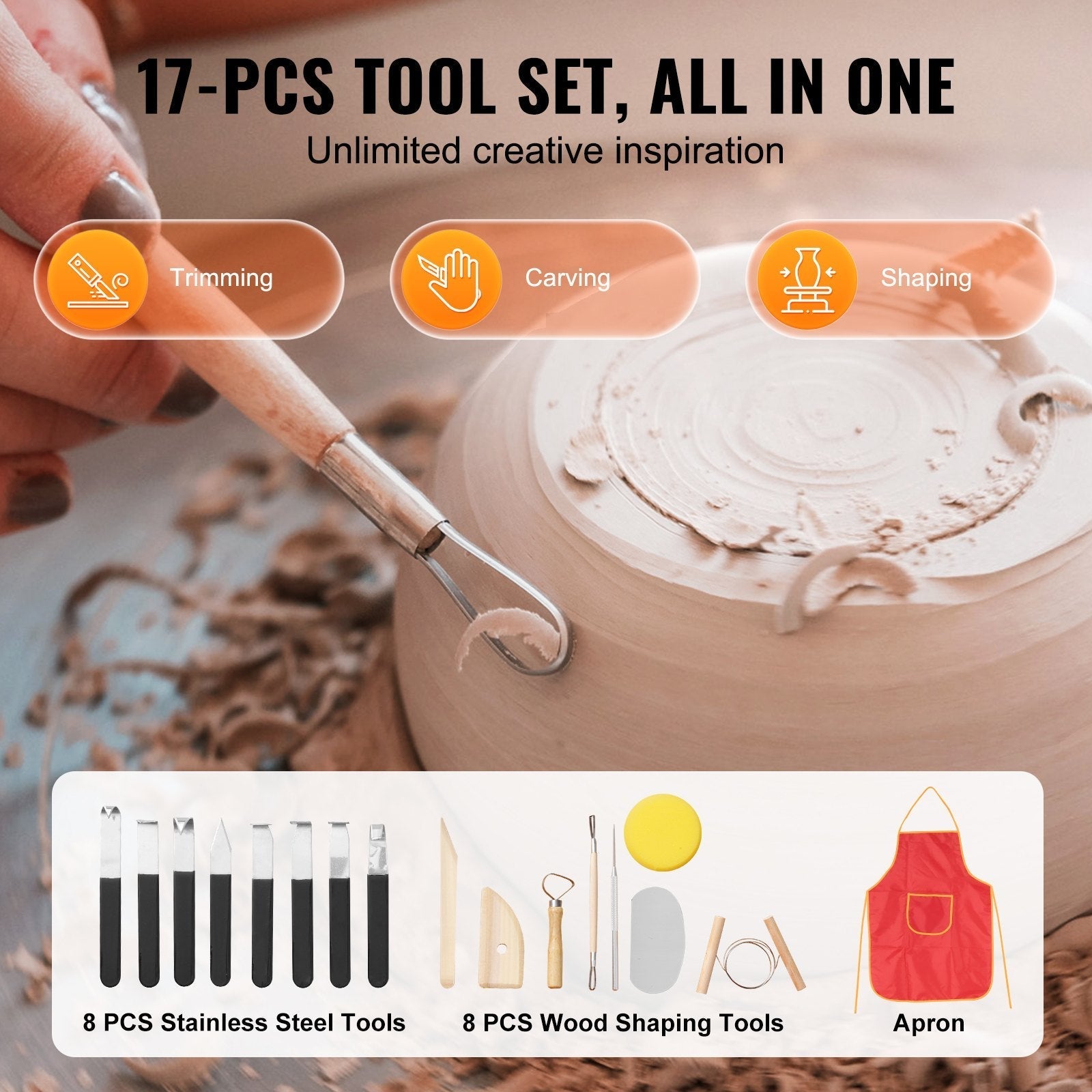 VEVOR Pottery Wheel, 11 inch Pottery Forming Machine, 350W Electric Wheel for Pottery with Foot Pedal and LCD Touch Screen, Direct Drive Ceramic Wheel with Shaping Tools for DIY Art Craft, White