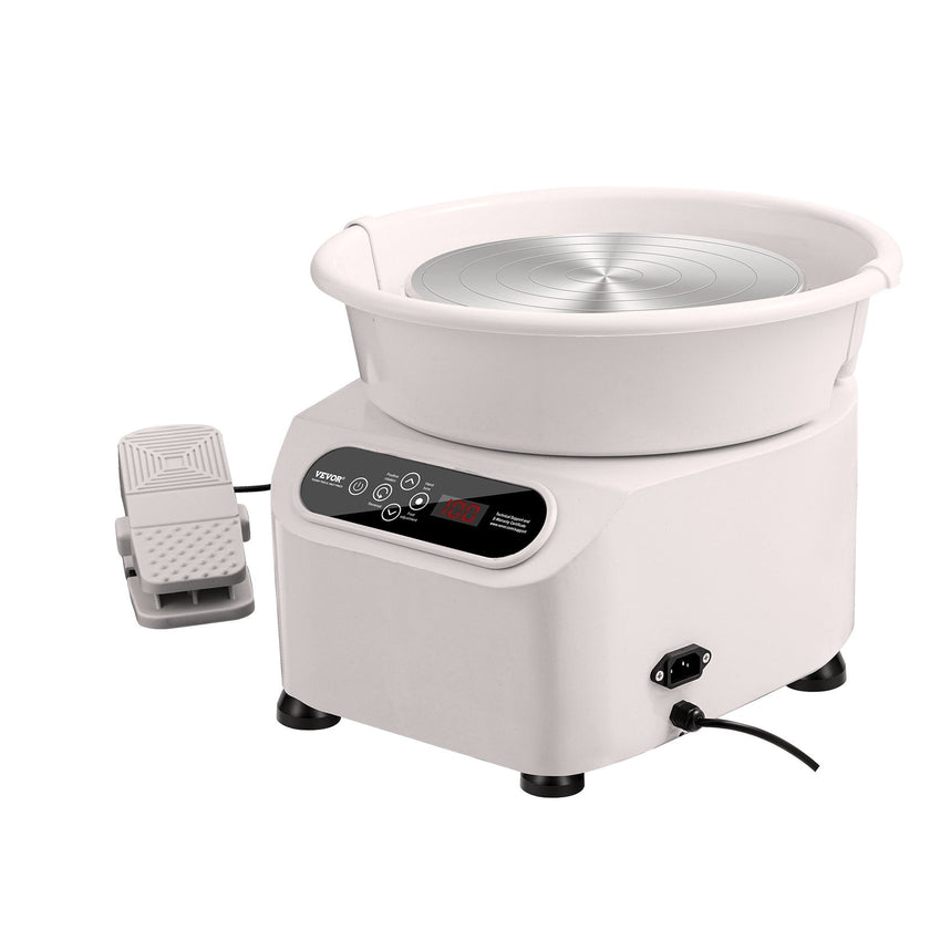 VEVOR Pottery Wheel, 11 inch Pottery Forming Machine, 350W Electric Wheel for Pottery with Foot Pedal and LCD Touch Screen, Direct Drive Ceramic Wheel with Shaping Tools for DIY Art Craft, White