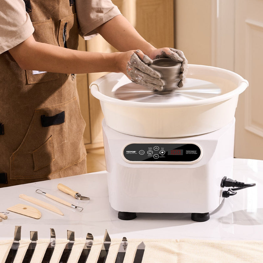 VEVOR Pottery Wheel, 11 inch Pottery Forming Machine, 450W Electric Wheel for Pottery with Foot Pedal and LCD Touch Screen, Direct Drive Ceramic Wheel with Shaping Tools for DIY Art Craft, White