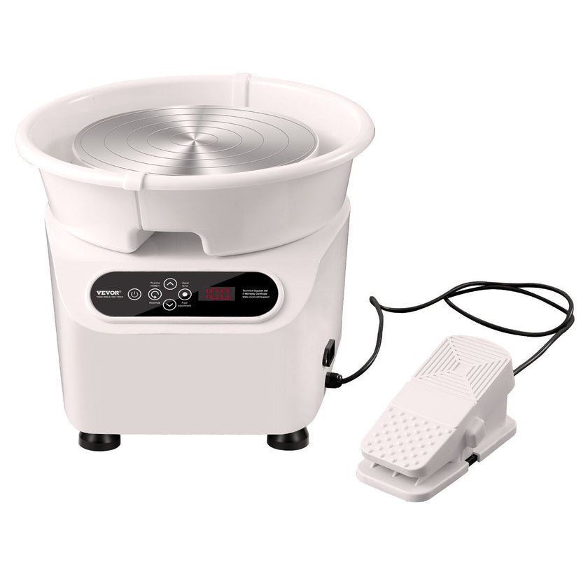 VEVOR Pottery Wheel, 11 inch Pottery Forming Machine, 450W Electric Wheel for Pottery with Foot Pedal and LCD Touch Screen, Direct Drive Ceramic Wheel with Shaping Tools for DIY Art Craft, White