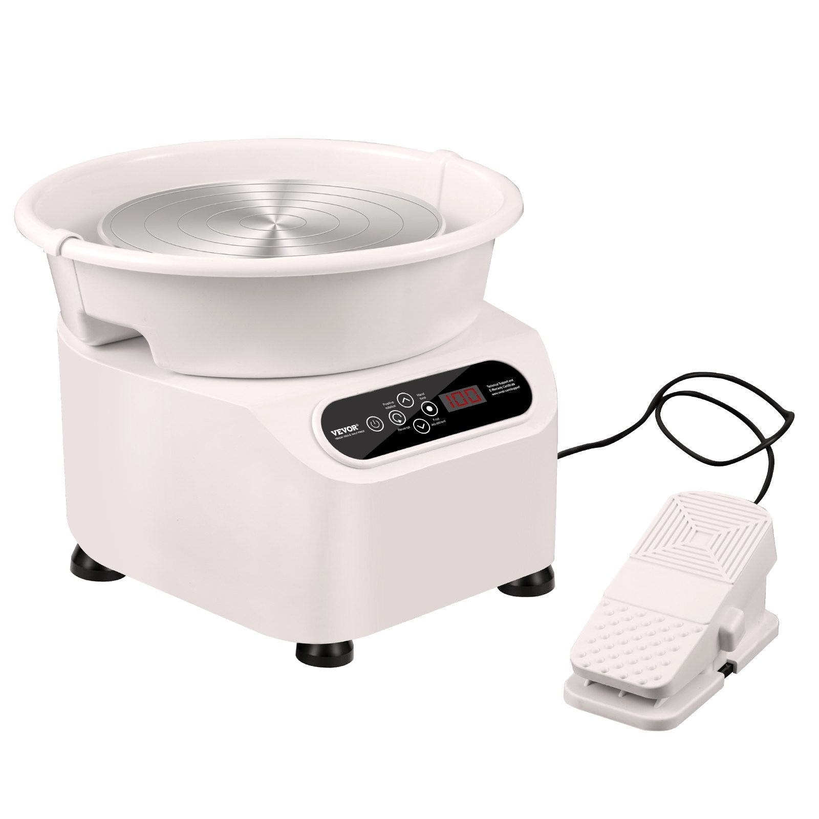 VEVOR Pottery Wheel, 11 inch Pottery Forming Machine, 450W Electric Wheel for Pottery with Foot Pedal and LCD Touch Screen, Direct Drive Ceramic Wheel with Shaping Tools for DIY Art Craft, White