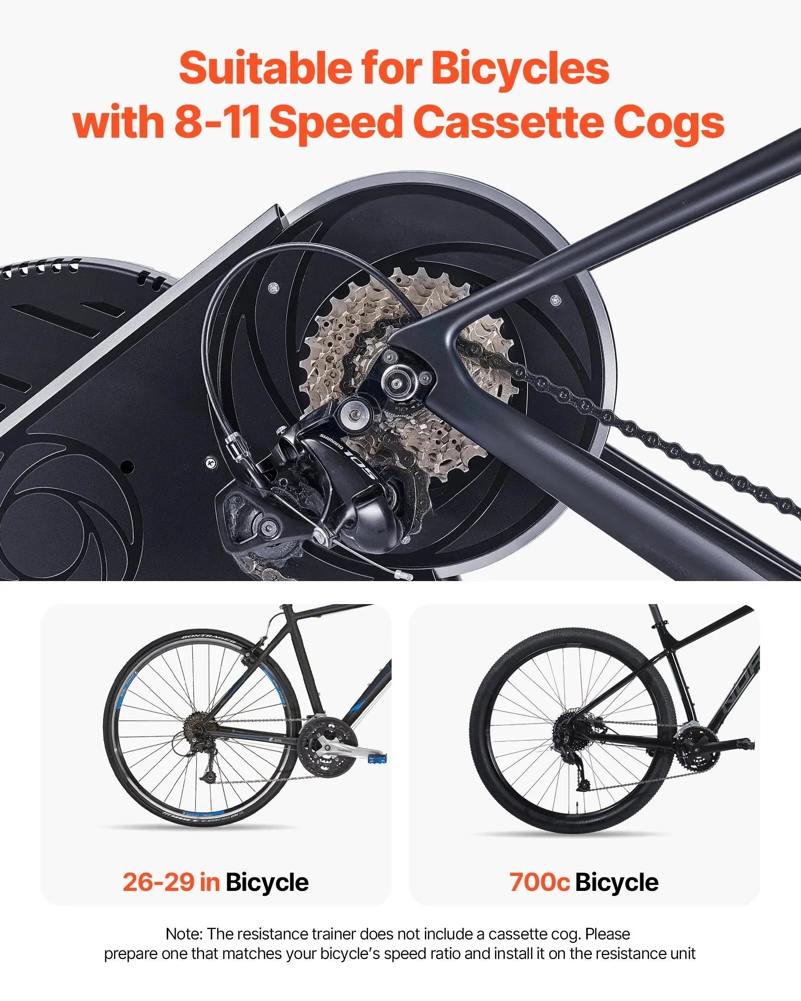 VEVOR Bike Trainer, 1-13 Level, 26-29 in & 700C Wheels, Smart Bicycle Stationary Stand for Indoor Exercise Riding with Front Wheel Riser Block, Fits Road and Mountain Bikes, Compatible with Zwift App