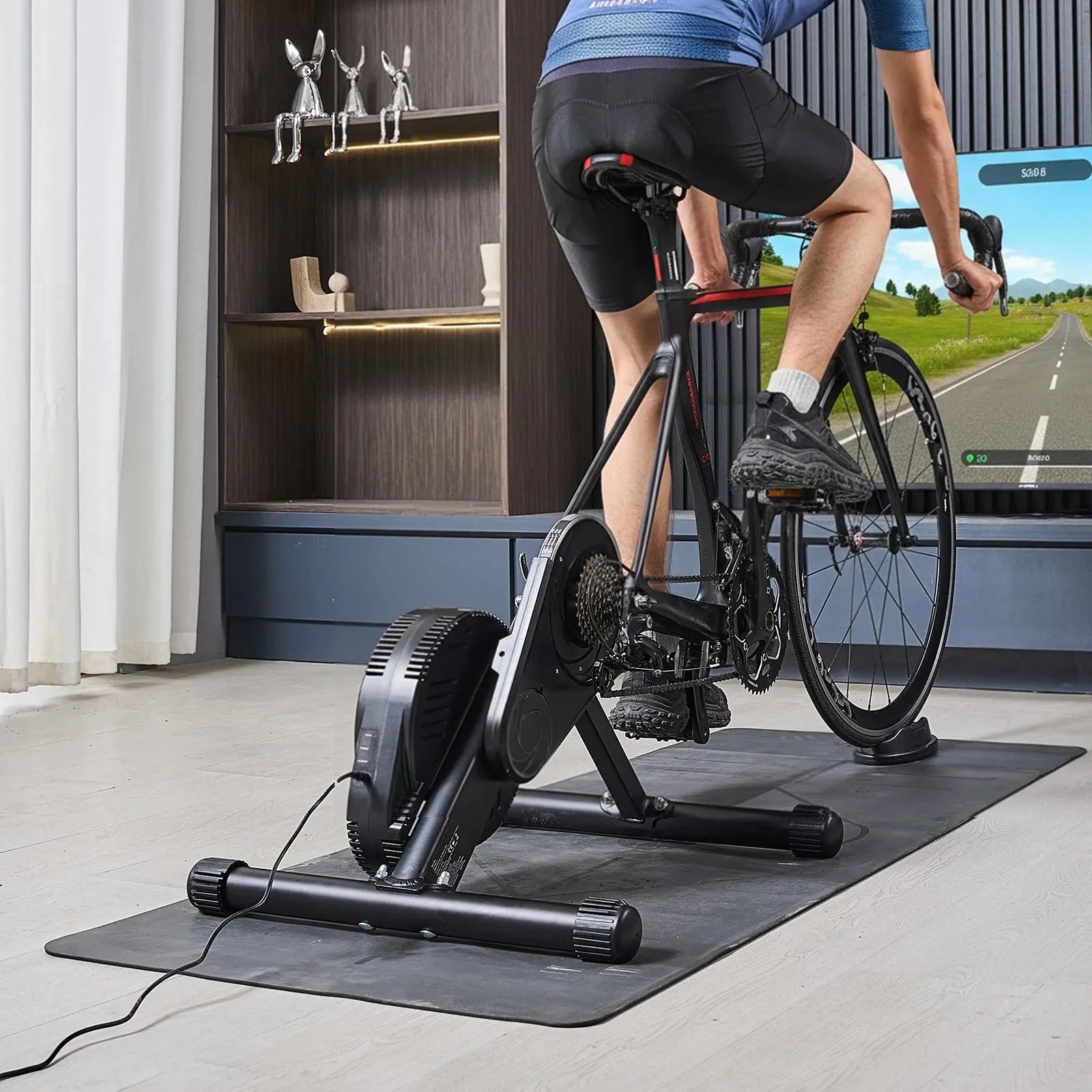 VEVOR Bike Trainer, 1-13 Level, 26-29 in & 700C Wheels, Smart Bicycle Stationary Stand for Indoor Exercise Riding with Front Wheel Riser Block, Fits Road and Mountain Bikes, Compatible with Zwift App
