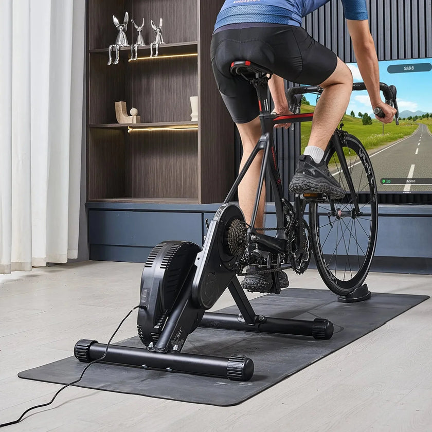VEVOR Bike Trainer, 1-13 Level, 26-29 in & 700C Wheels, Smart Bicycle Stationary Stand for Indoor Exercise Riding with Front Wheel Riser Block, Fits Road and Mountain Bikes, Compatible with Zwift App