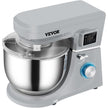 VEVOR Stand Mixer, 660W Electric Dough Mixer with 6 Speeds LCD Screen Timing, Tilt-Head Food Mixer with 7.4 Qt Stainless Steel Bowl, Dough Hook, Flat Beater, Whisk, Scraper, Splash-Proof Cover - Gray
