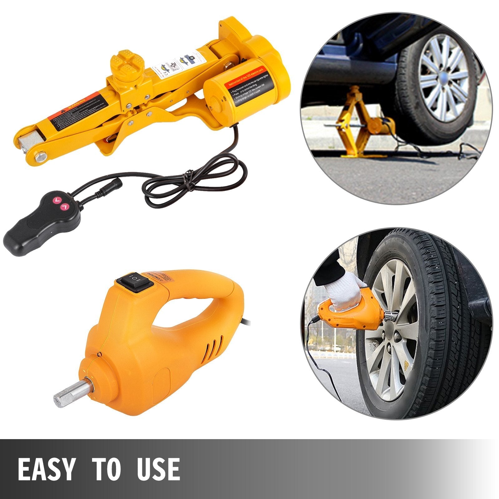 VEVOR Electric Car Jack 3 Ton 6600LBS Electric Scissor Jack 12V DC Electric Jack with Electric Impact Wrench and Inflator Pump Car Repair Tool for Sedans and SUVs