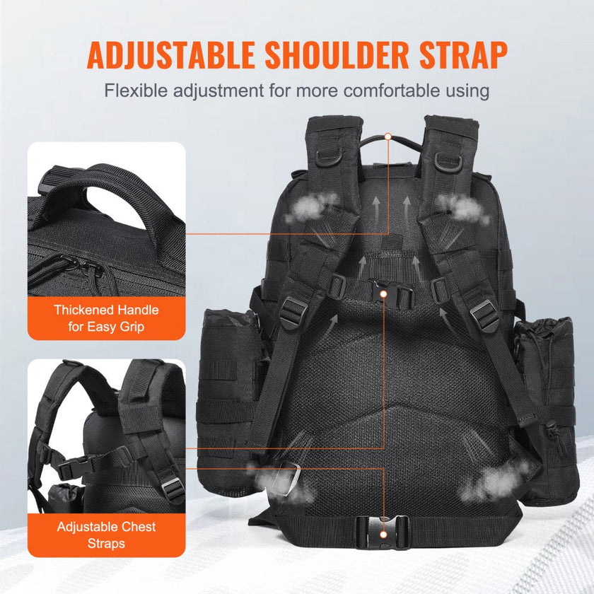 VEVOR Tactical Backpack 45L Military Backpack with Molle Mode & 3 Compartments