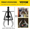 VEVOR Gear Puller 2 Jaw Puller, 6 Ton/13224 LBS Capacity Manual Puller, 14-3/5\