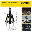 VEVOR 3 Jaw Gear Puller, 10 Ton/22040 LBS Capacity Manual Puller,11\