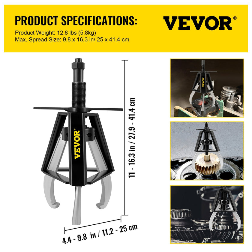 VEVOR 3 Jaw Gear Puller, 10 Ton/22040 LBS Capacity Manual Puller,11\