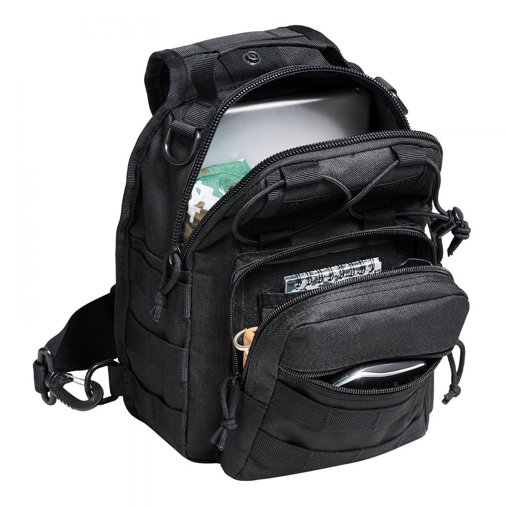 VEVOR Tactical Sling Bag 10L Military Rover Shoulder Sling Backpack Black