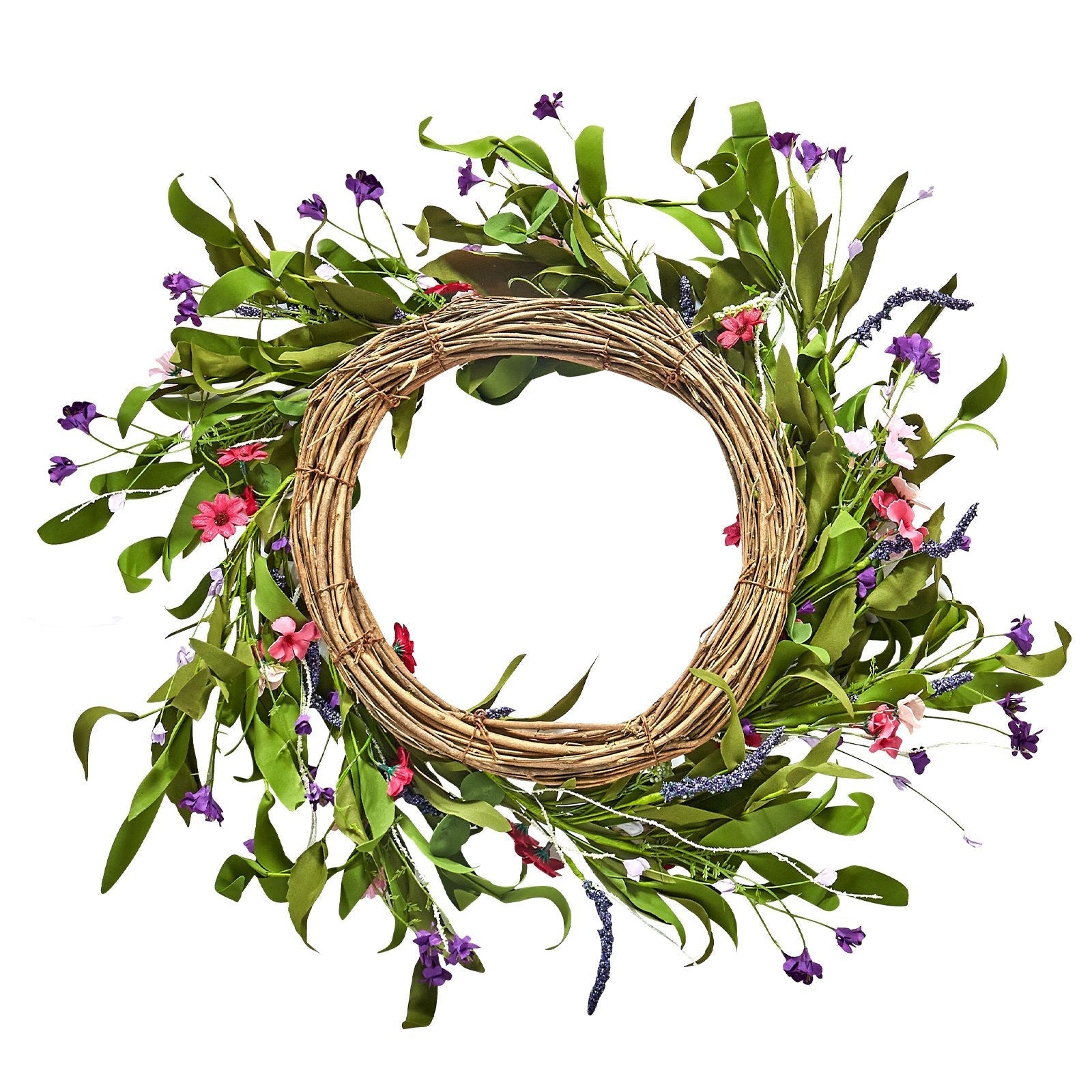 VEVOR Artificial Decorative Wreath 22 in Pink Green Daisies Year Round Wreath