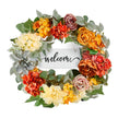 VEVOR Artificial Decorative Wreath 24 in Red Orange Yellow Hydrangeas Roses