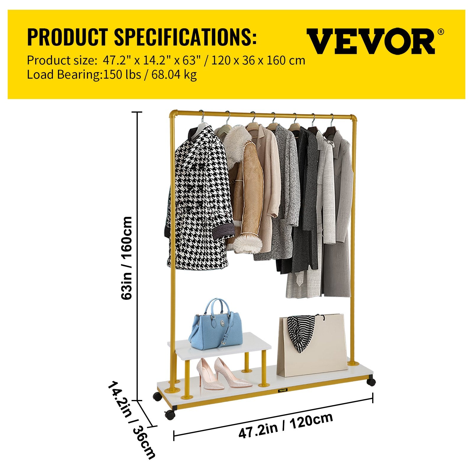 VEVOR Clothing Garment Rack, 47.2