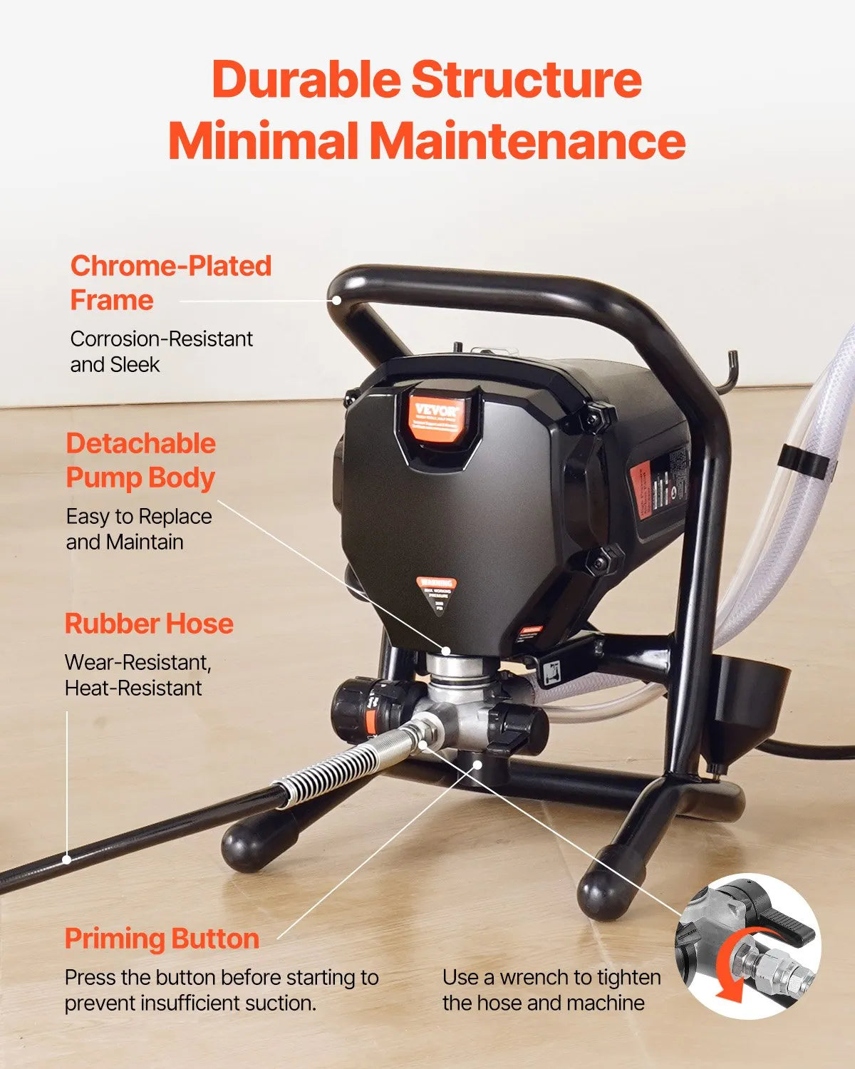 VEVOR Stand Airless Paint Sprayer, 750W 3000PSI High Efficiency Electric Airless Sprayer, Fine And Even Painting Effect, Handheld Paint Sprayers for Home Interior and Exterior Furniture and Fences