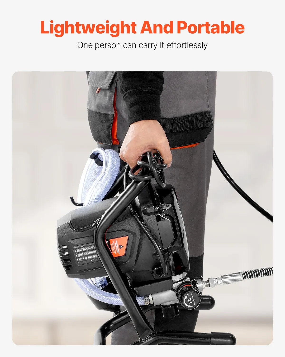VEVOR Stand Airless Paint Sprayer, 750W 3000PSI High Efficiency Electric Airless Sprayer, Fine And Even Painting Effect, Handheld Paint Sprayers for Home Interior and Exterior Furniture and Fences