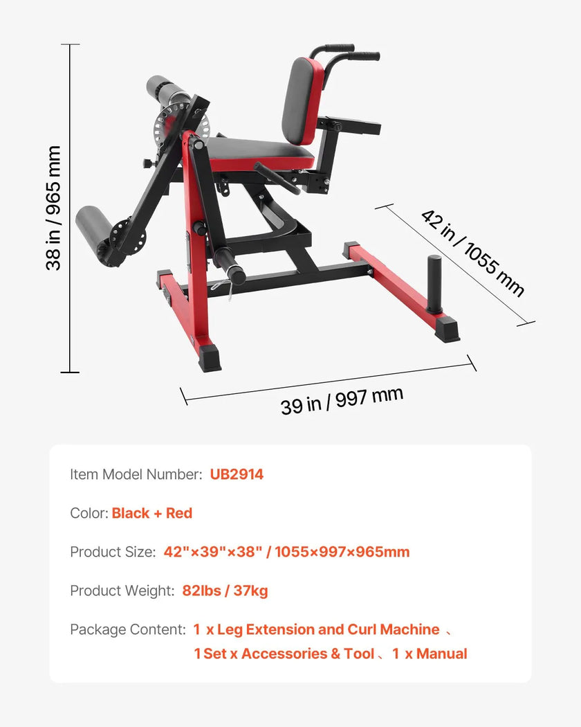 VEVOR Leg Extension and Curl Machine Seated Leg Rotary Extension Bench 550lbs