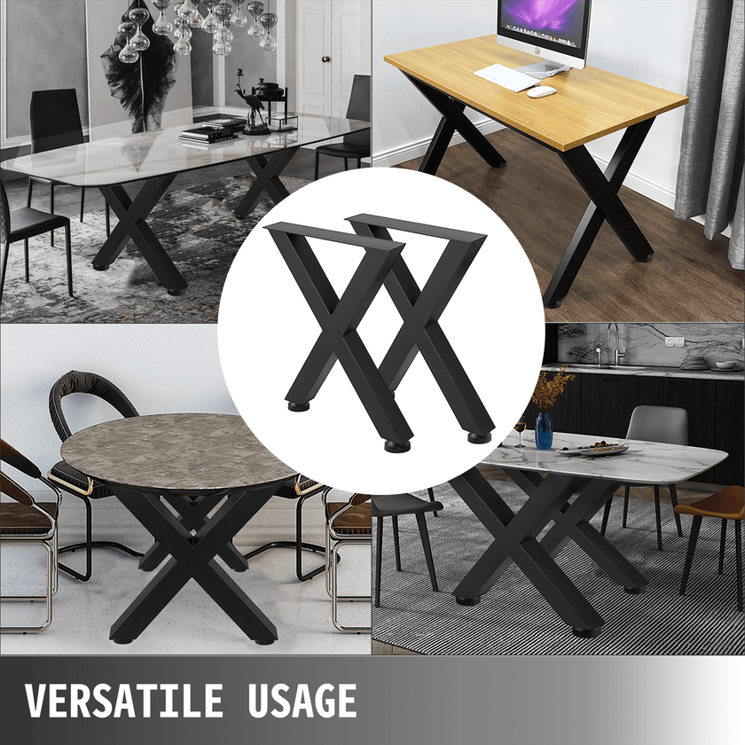 15.7”x15.5” 2pc Table Leg x-style Black Steel Diy Office Table Legs Heavy Duty