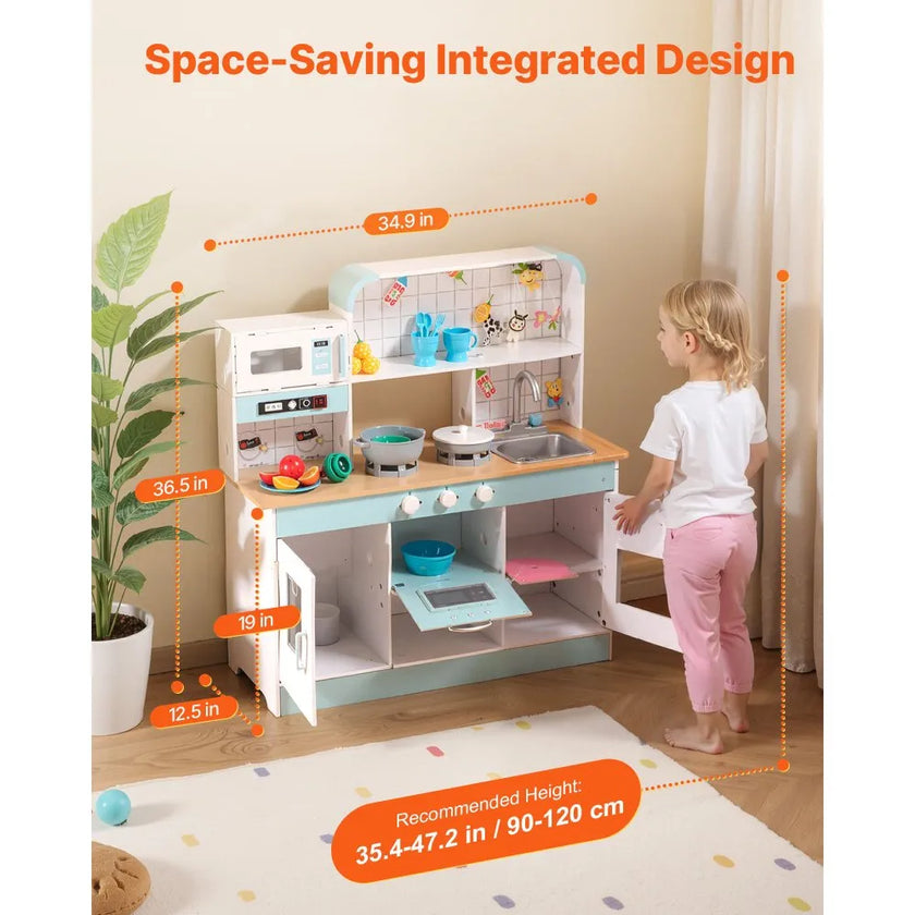 VEVOR Kitchen Playset Kids Pretend Cooking Play Toy 24 Piece Accessories White