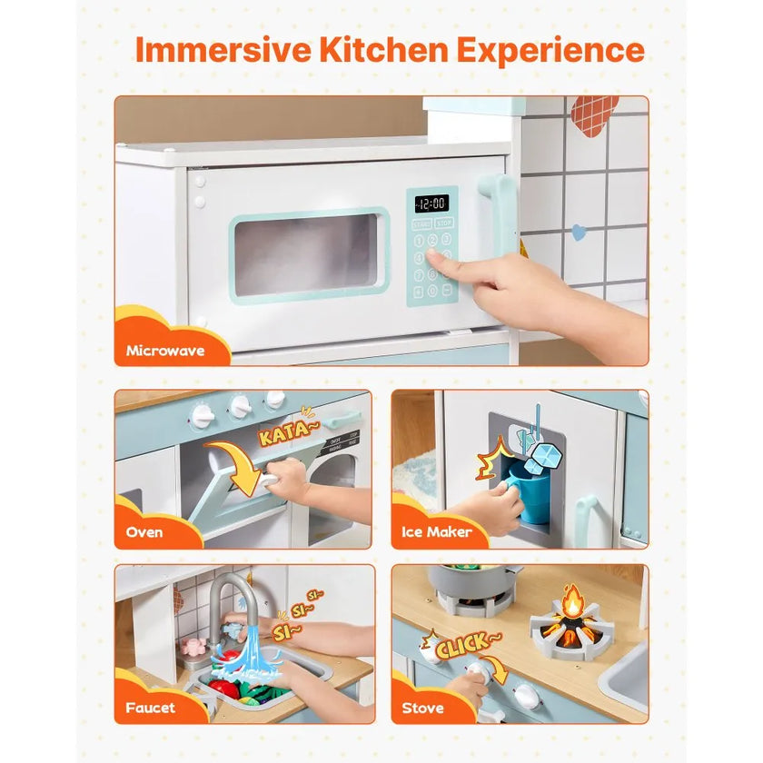 VEVOR Kitchen Playset Kids Pretend Cooking Play Toy 24 Piece Accessories White