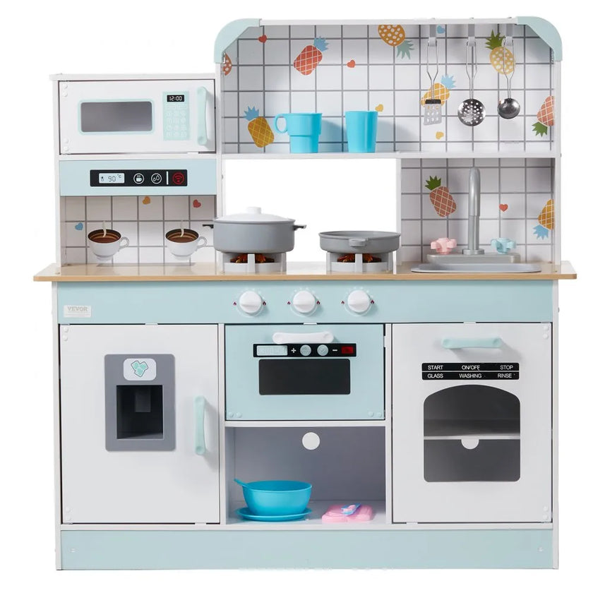 VEVOR Kitchen Playset Kids Pretend Cooking Play Toy 24 Piece Accessories White