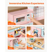 VEVOR Kitchen Playset Kids Pretend Cooking Play Toy 24 Piece Accessories Pink