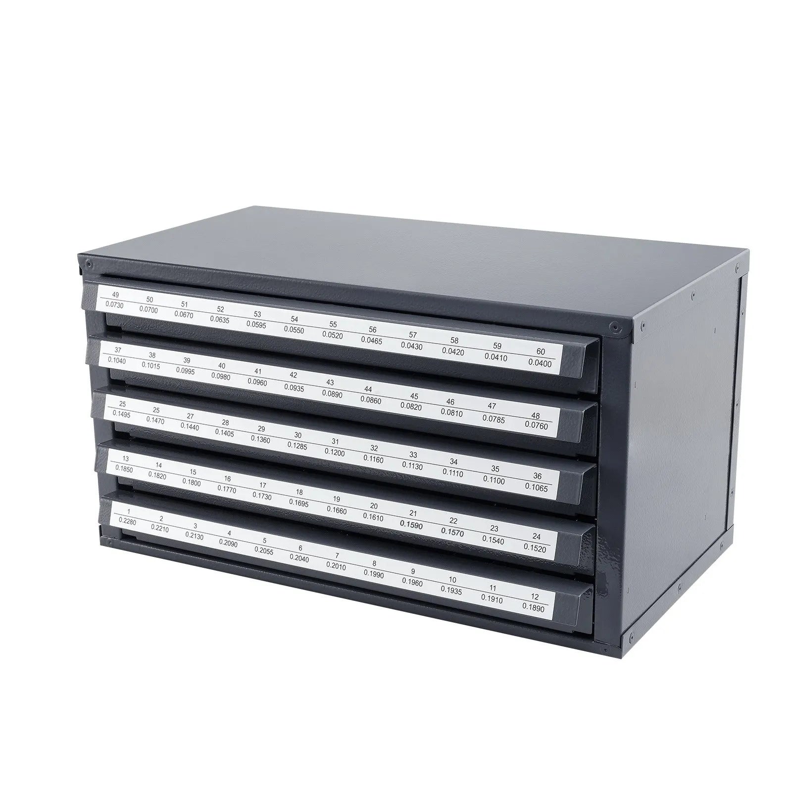 VEVOR Drill Bit Dispenser Cabinet, Five-Drawer Drill Bit Organizer Cabinet for #1 to #60 Steel Drill Dispenser Organizer Cabinet with Labels, Stackable Drill Dispenser for Drill Bit Storage