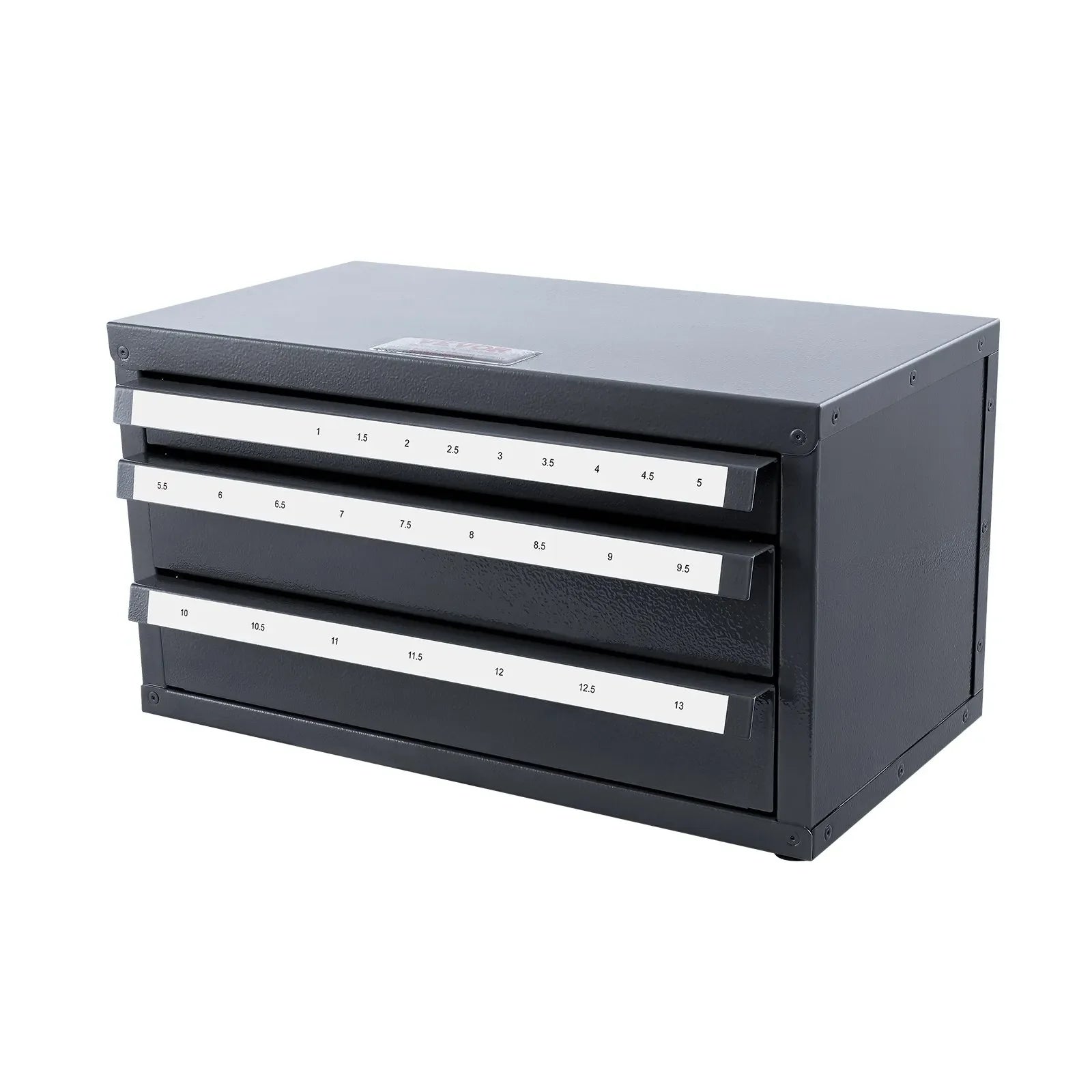 VEVOR Drill Bit Dispenser Cabinet, Three-Drawer Drill Bit Organizer Cabinet for 1mm to 13mm, Steel Drill Dispenser Organizer Cabinet with Labels, Stackable Drill Dispenser for Drill Bit Storage
