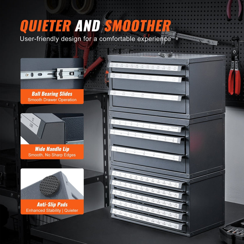 VEVOR Drill Bit Dispenser Cabinet, Five-Drawer Drill Bit Organizer Cabinet for 33/64