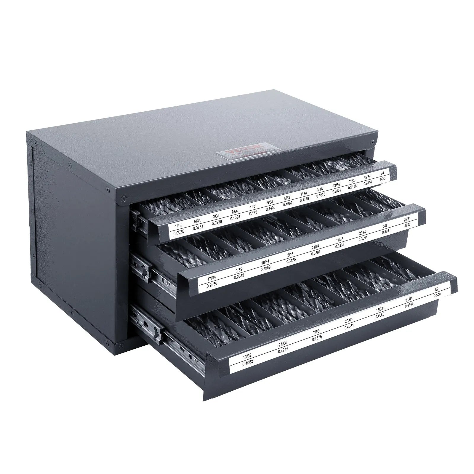 VEVOR Drill Bit Dispenser Cabinet, Three-Drawer Drill Bit Organizer Cabinet for 1/16