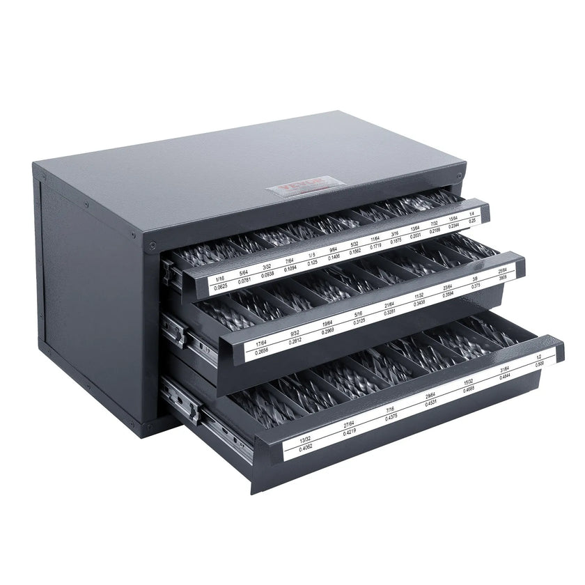 VEVOR Drill Bit Dispenser Cabinet, Three-Drawer Drill Bit Organizer Cabinet for 1/16