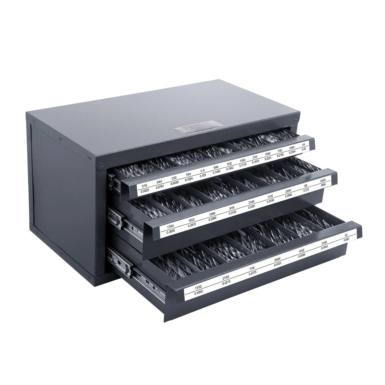 VEVOR Drill Bit Dispenser Cabinet, Three-Drawer Drill Bit Organizer Cabinet for 1/16