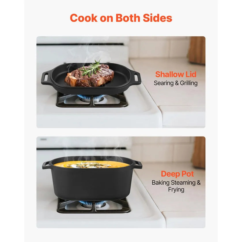 VEVOR 3.5 Qt Enameled Cast Iron Dutch Oven with Lid, Heavy-Duty Bread Baking & Braising Pot, Oven Safe to 500°F, Induction Compatible, Black